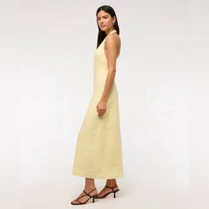 Abercrombie Women's Premium Linen High-Neck Maxi Dress in Yellow